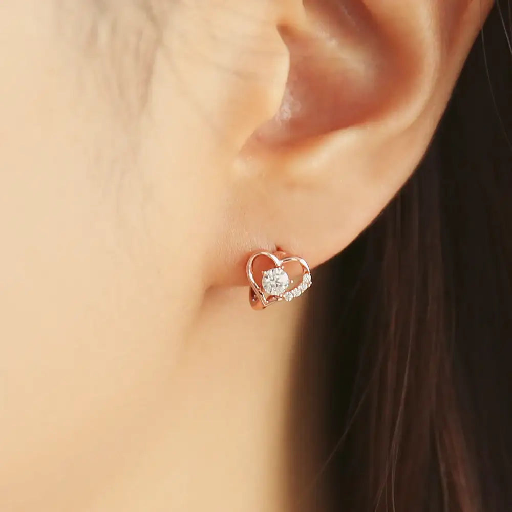 OST - Love Heart Line Rose Gold Mini Ring Earrings - OST - Jewelry - Harumio