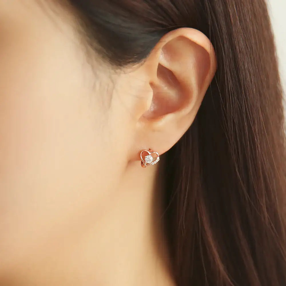 OST - Love Heart Line Rose Gold Mini Ring Earrings - OST - Jewelry - Harumio