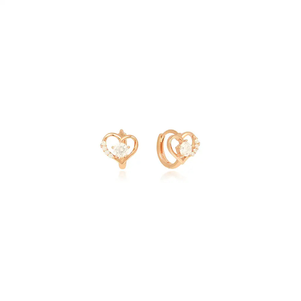 OST - Love Heart Line Rose Gold Mini Ring Earrings - OST - Jewelry - Harumio