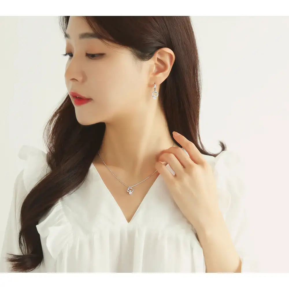 OST - Flaring Ring White Cubic Silver Necklace - OST - Jewelry - Harumio