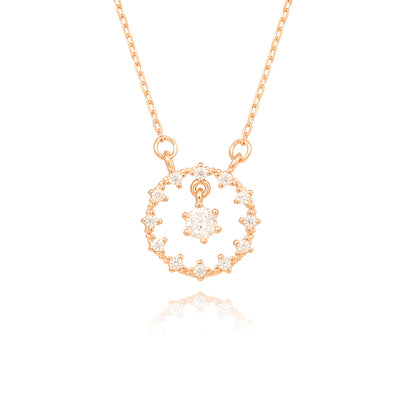 OST - Cubic Round Dangle Rose Gold Necklace