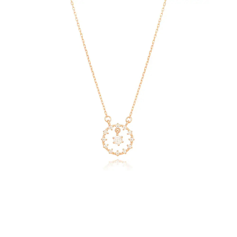 OST - Cubic Round Dangle Rose Gold Necklace - OST - Jewelry - Harumio