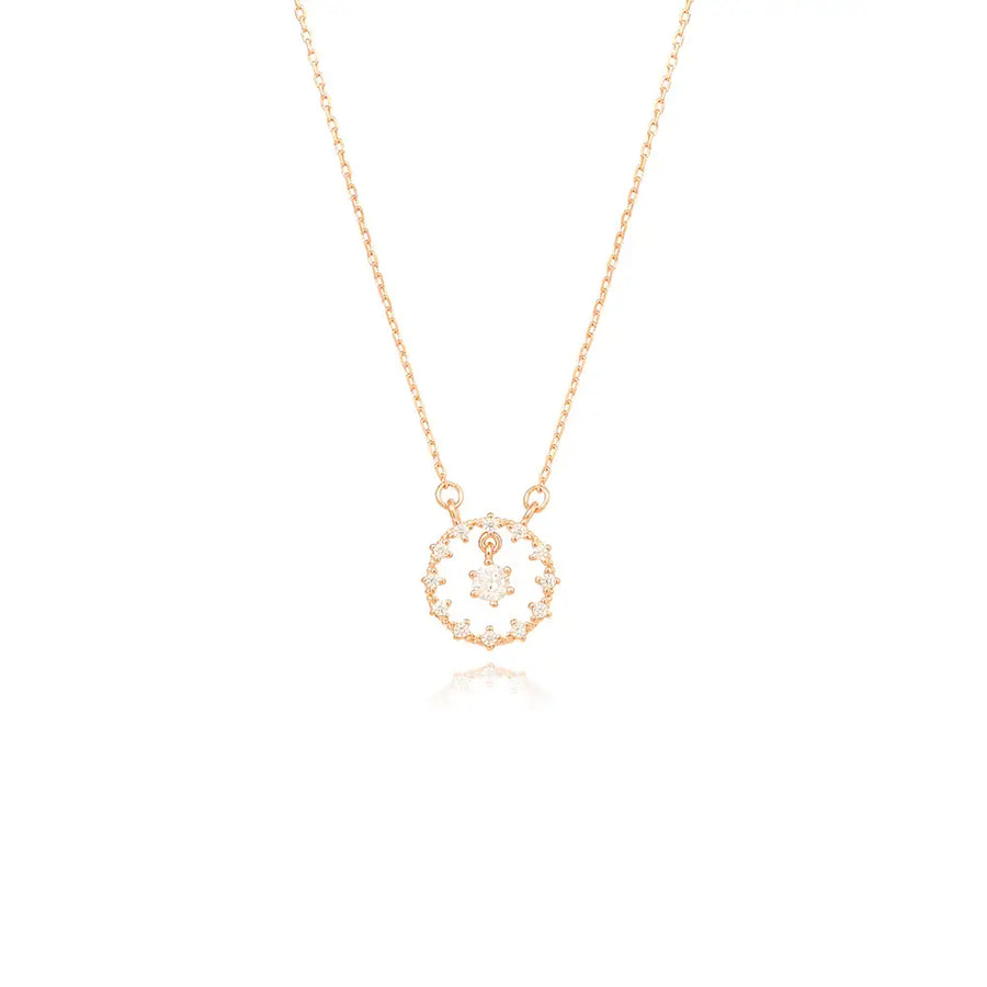 OST - Cubic Round Dangle Rose Gold Necklace - OST - Jewelry - Harumio
