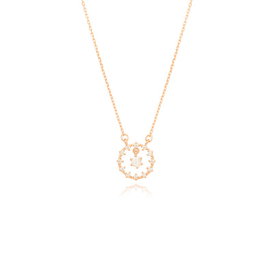 OST - Cubic Round Dangle Rose Gold Necklace