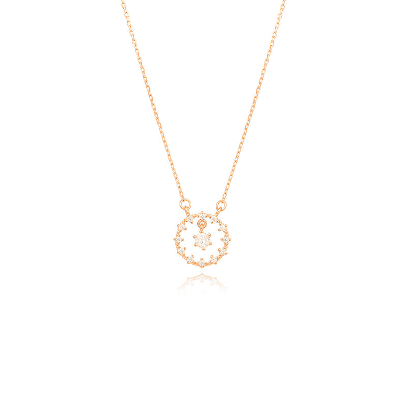 OST - Cubic Round Dangle Rose Gold Necklace