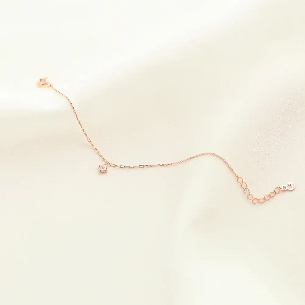 OST - Square Cubic Charm Rose Gold Bracelet - OST - Jewelry - Harumio