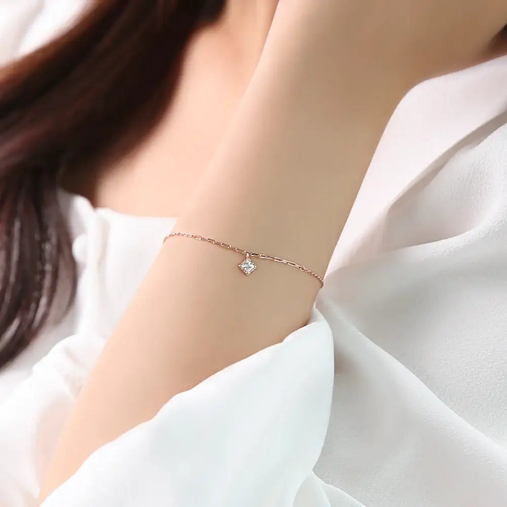 OST - Square Cubic Charm Rose Gold Bracelet - OST - Jewelry - Harumio