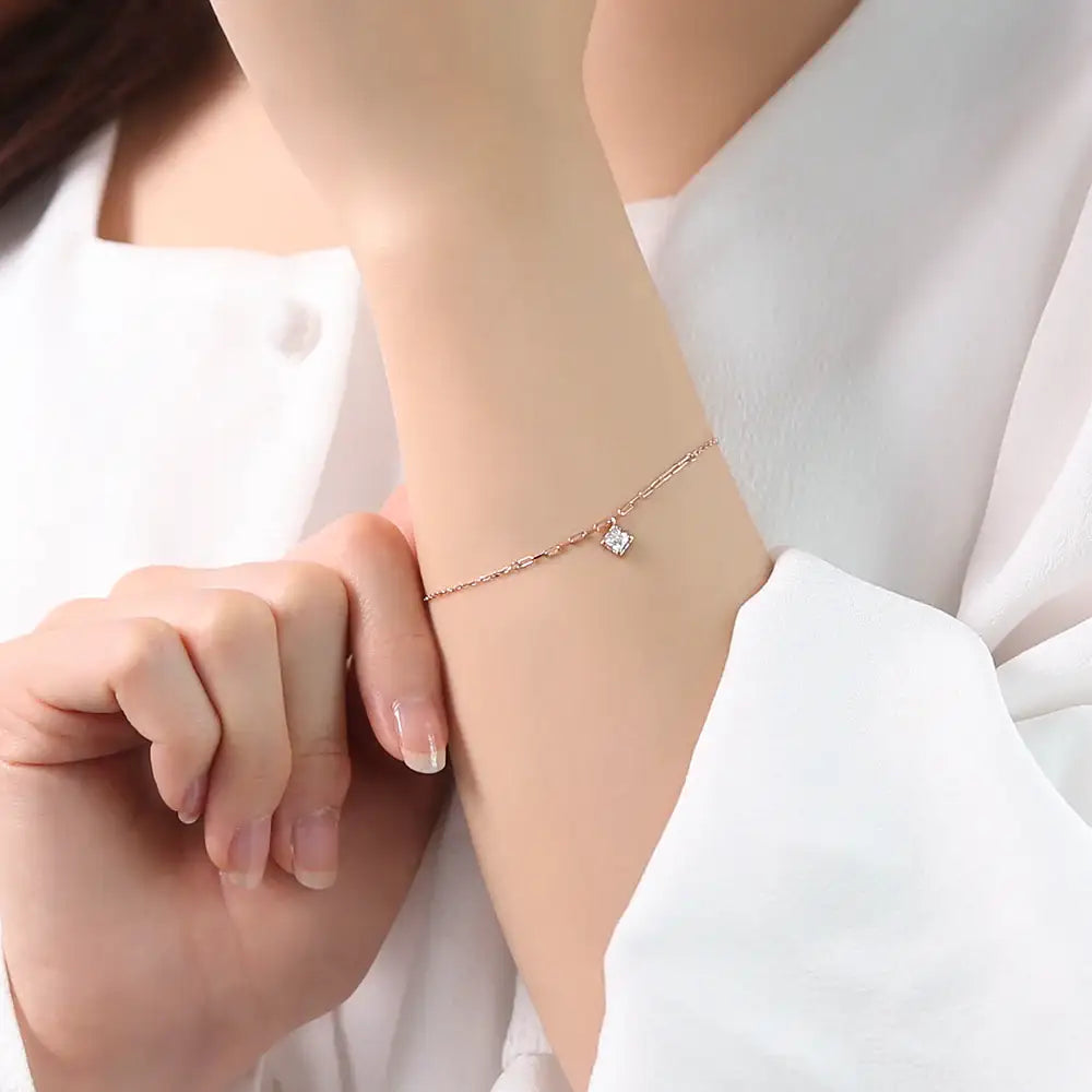 OST - Square Cubic Charm Rose Gold Bracelet - OST - Jewelry - Harumio