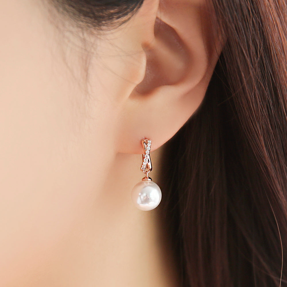 OST - Soft Pearl Rose Gold One Touch Ring Earrings