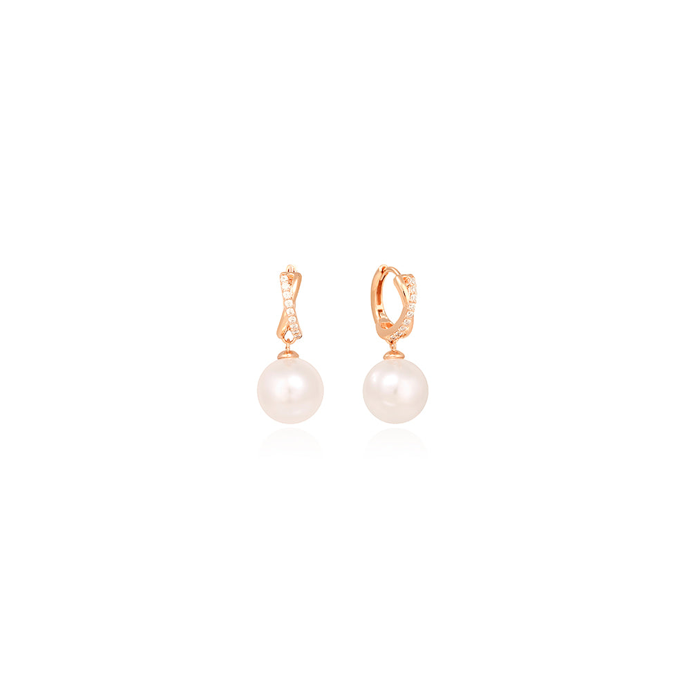 OST - Soft Pearl Rose Gold One Touch Ring Earrings