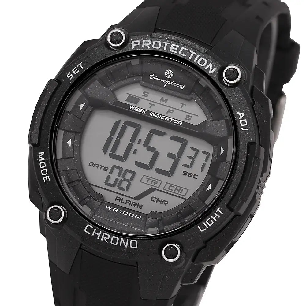 OST - Matte Dark Black Waterproof Men's Digital Jelly Watch