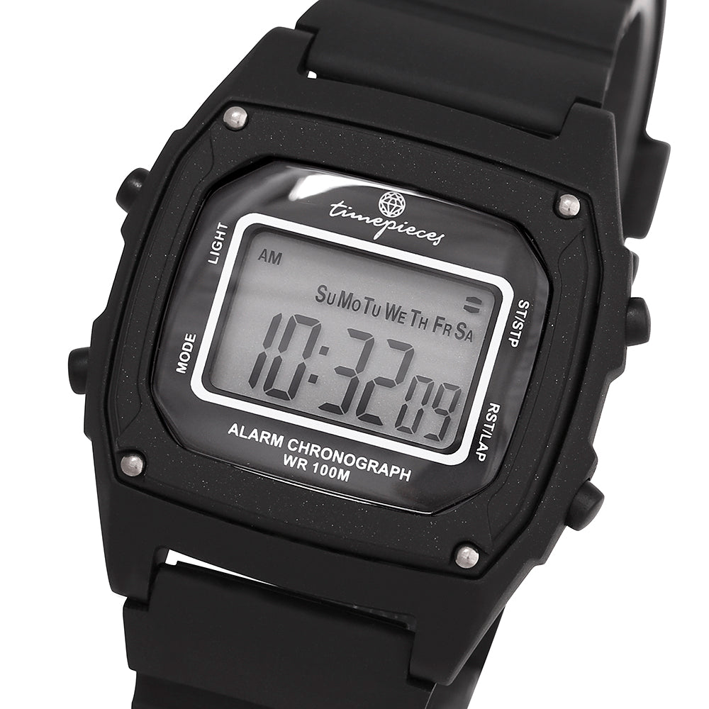 OST - Matte Black Glitter Waterproof Functional Digital Watch