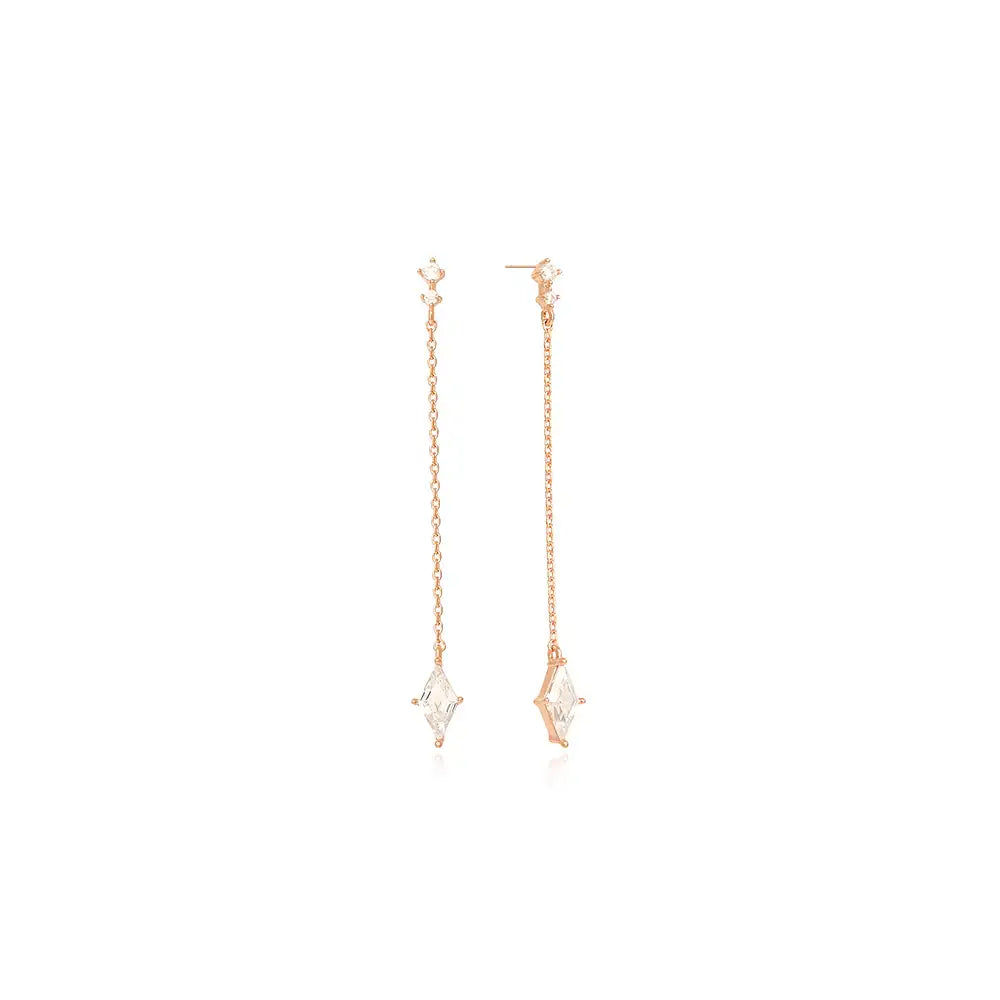 OST - Square Cubic Drop Chain Earrings - OST - Jewelry - Harumio