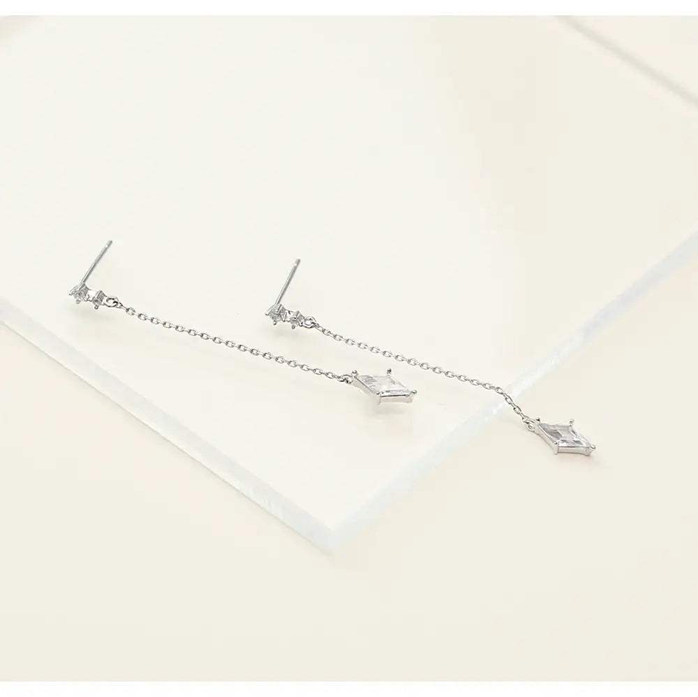 OST - Square Cubic Drop Chain Earrings - OST - Jewelry - Harumio