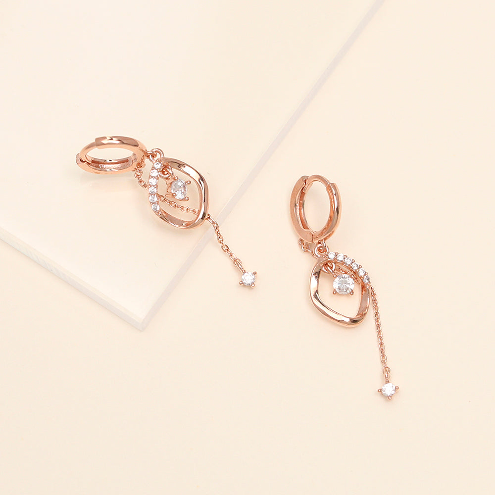 OST - Flat Round Rose Gold One Touch Earrings
