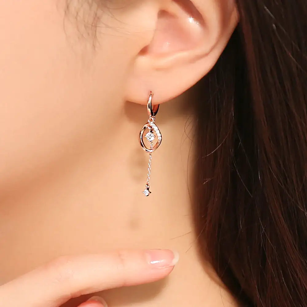OST - Flat Round Rose Gold One Touch Earrings - OST - Jewelry - Harumio