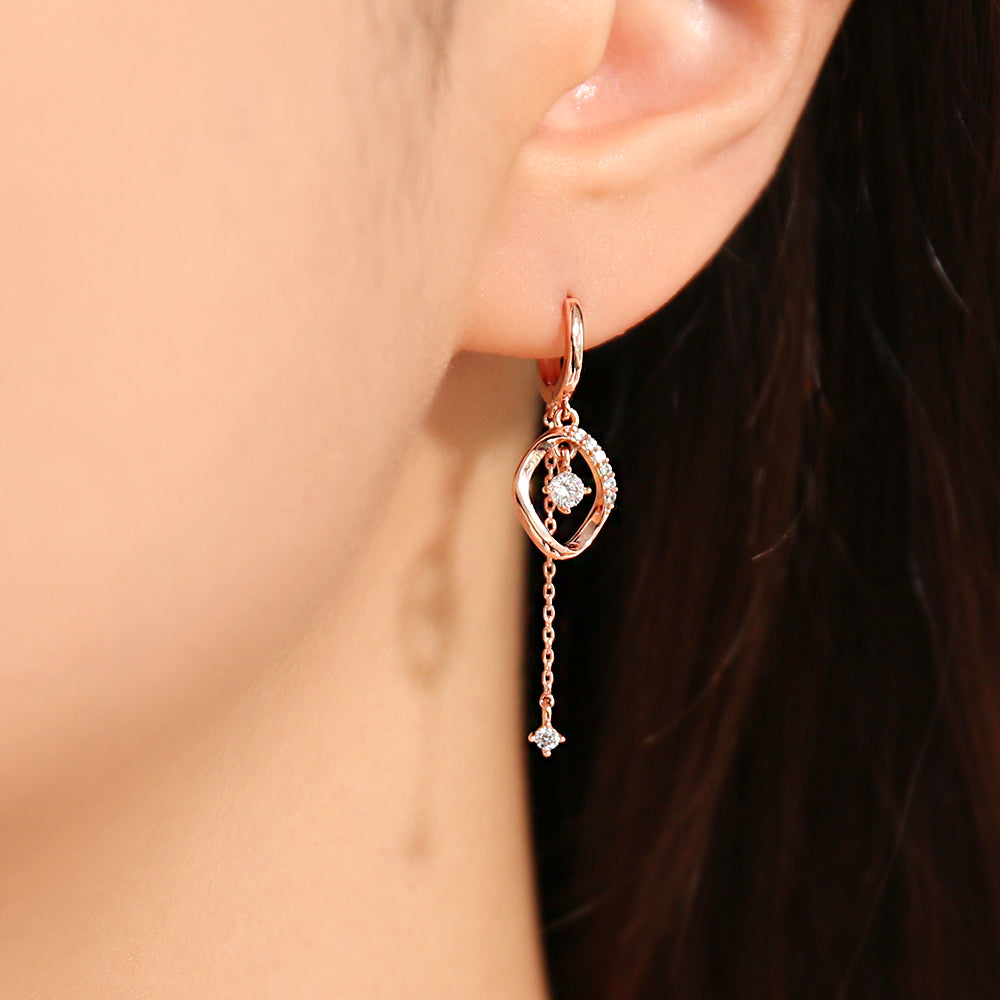 OST - Flat Round Rose Gold One Touch Earrings