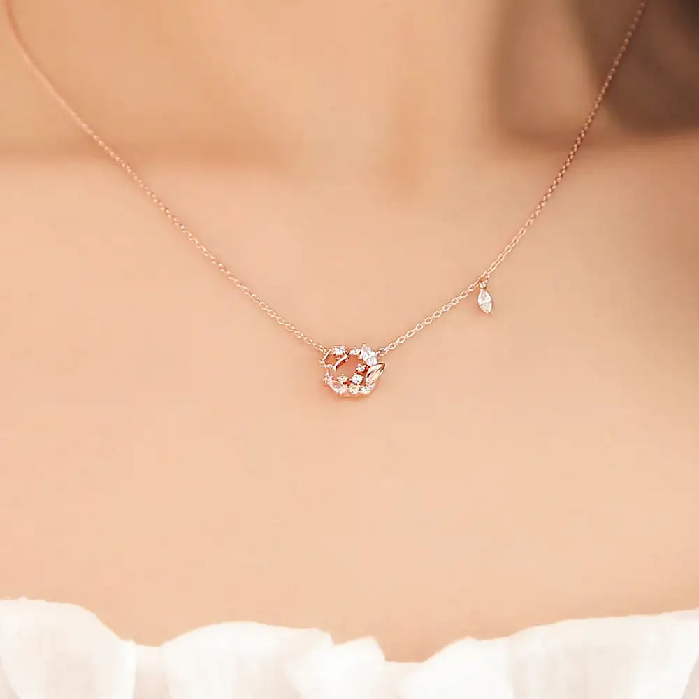 OST - November Birthstone Citrine Lantern Flower Birth Flower Necklace - OST - Jewelry - Harumio