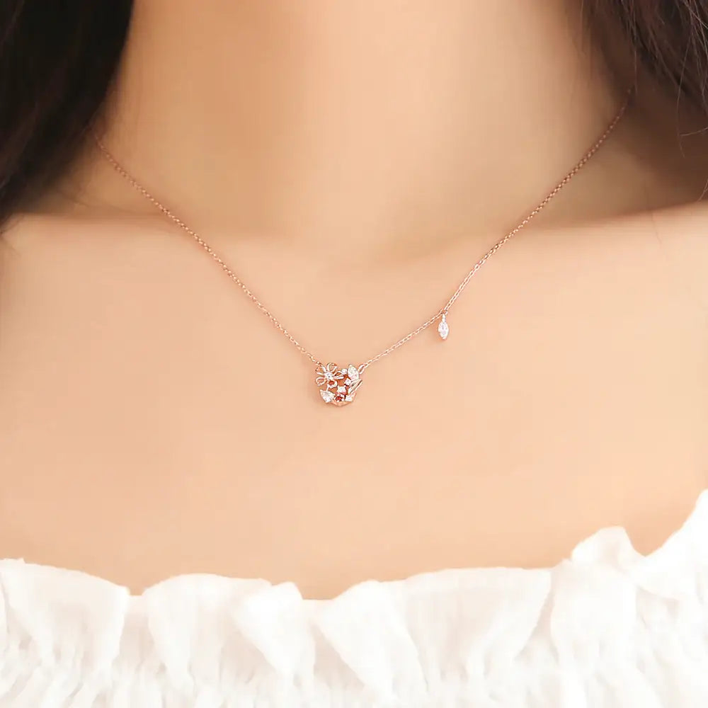 OST - January Garnet Violet Birth Flower Necklace - OST - Jewelry - Harumio