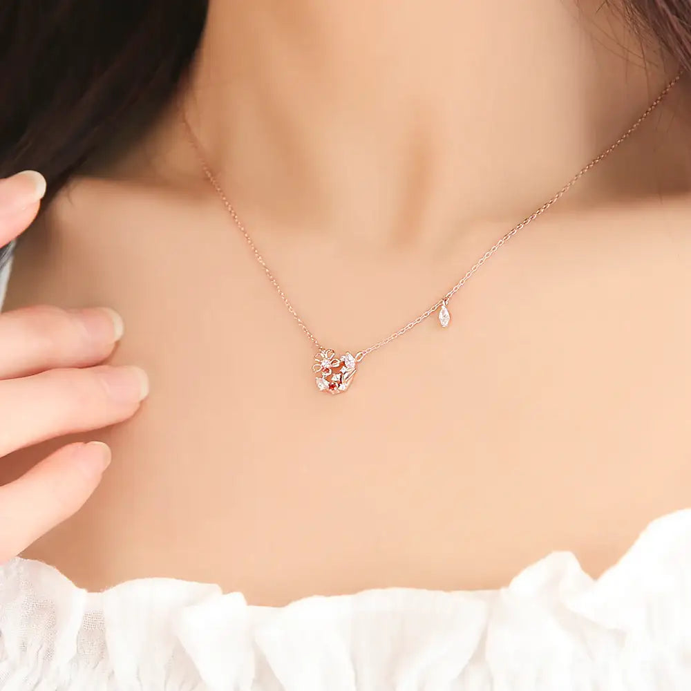 OST - January Garnet Violet Birth Flower Necklace - OST - Jewelry - Harumio