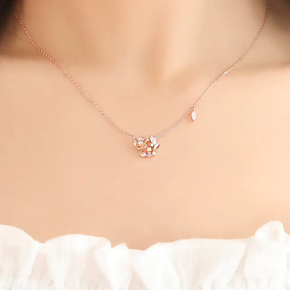 OST - February Amethyst Freesia Birth Flower Necklace - OST - Jewelry - Harumio