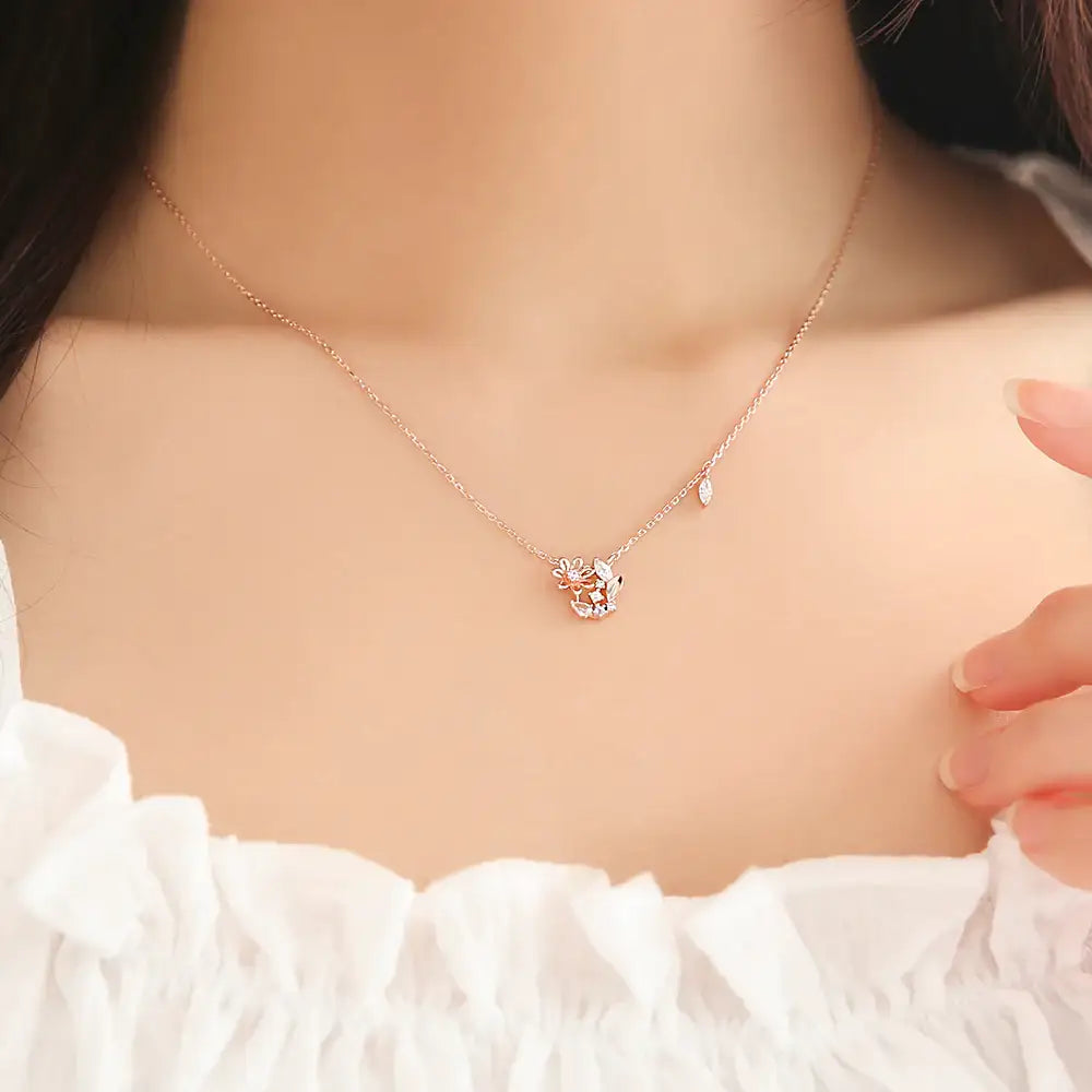 OST - March Aquamarine Daisy Birth Flower Necklace - OST - Jewelry - Harumio
