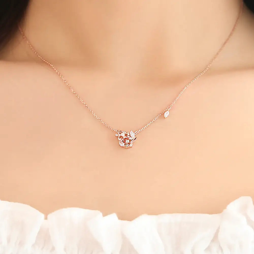 OST - August Birthstone Peridot Clover Birth Flower Necklace - OST - Jewelry - Harumio