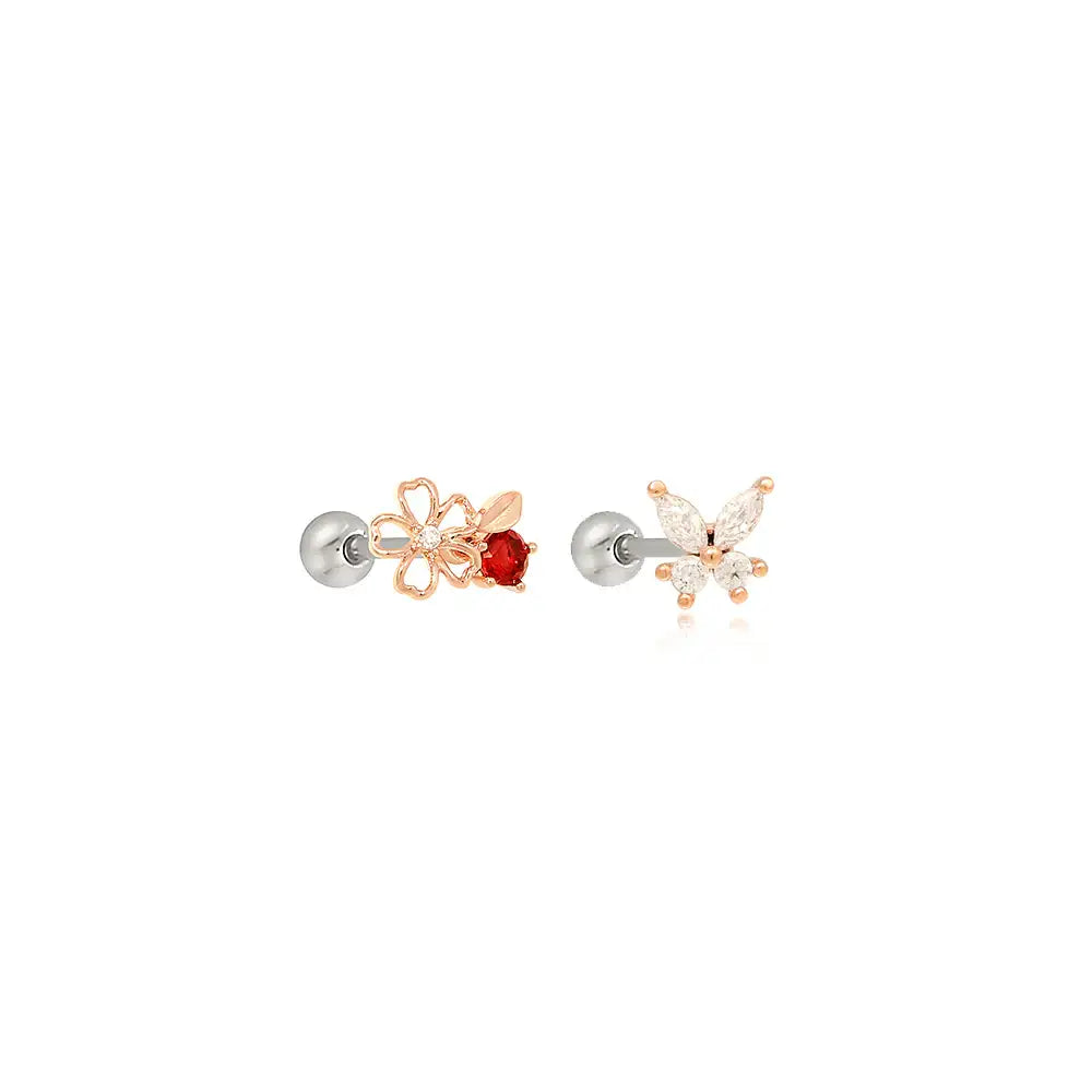 OST - Garnet Violet Rose Gold Ear Pierce - OST - Jewelry - Harumio