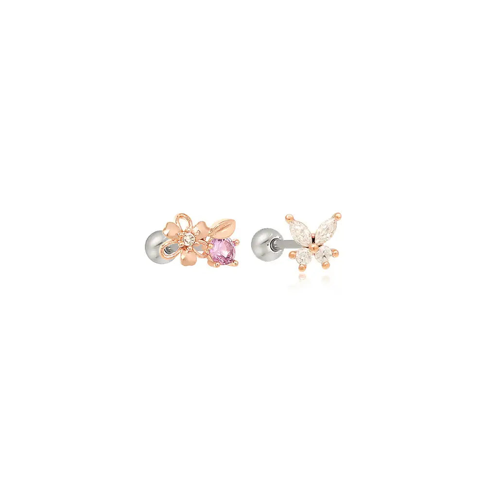 OST - Freesia Amethyst Rose Gold Ear Pierce - OST - Jewelry - Harumio