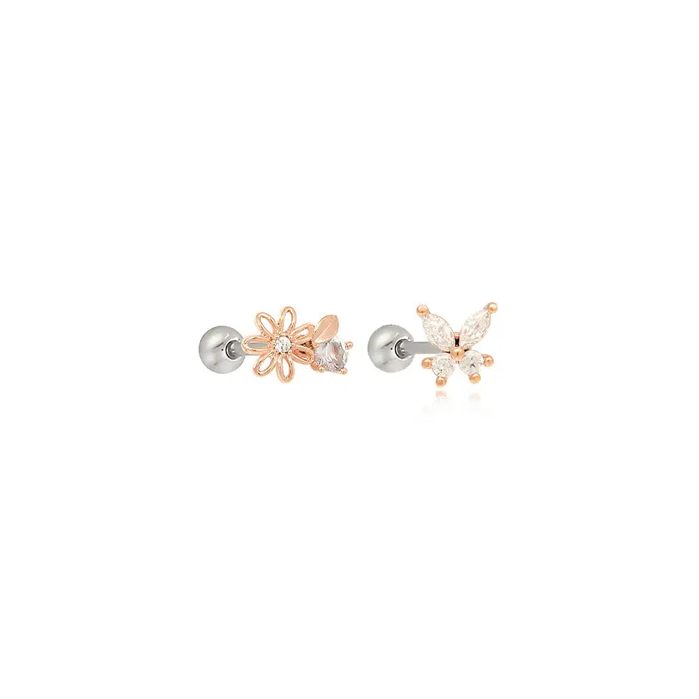 OST - Daisy Aquamarine Rose Gold Ear Pierce - OST - Jewelry - Harumio