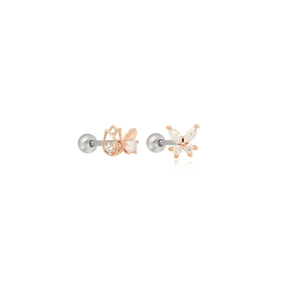 OST - Tulip Diamond Rose Gold Ear Pierce - OST - Jewelry - Harumio
