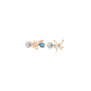 OST - Clematis Sapphire Rose Gold Ear Pierce - OST - Jewelry - Harumio