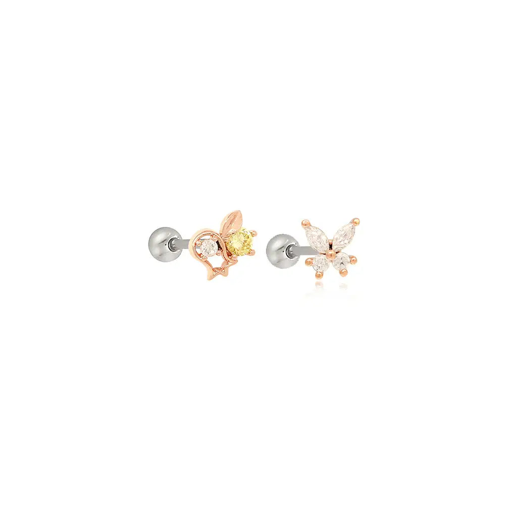 OST - Bellflower Citrine Rose Gold Ear Pierce - OST - Jewelry - Harumio