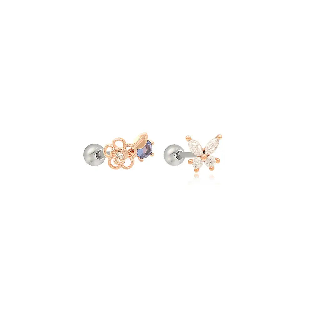 OST - Camellia Tanzanite Rose Gold Ear Pierce - OST - Jewelry - Harumio