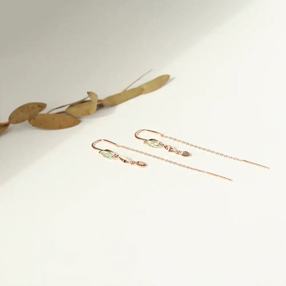 OST - Greenleaf Drop Silver Earrings - OST - Jewelry - Harumio