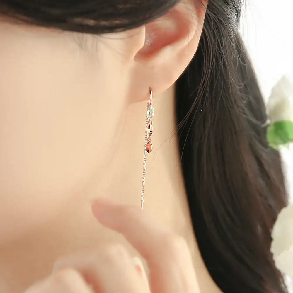 OST - Greenleaf Drop Silver Earrings - OST - Jewelry - Harumio