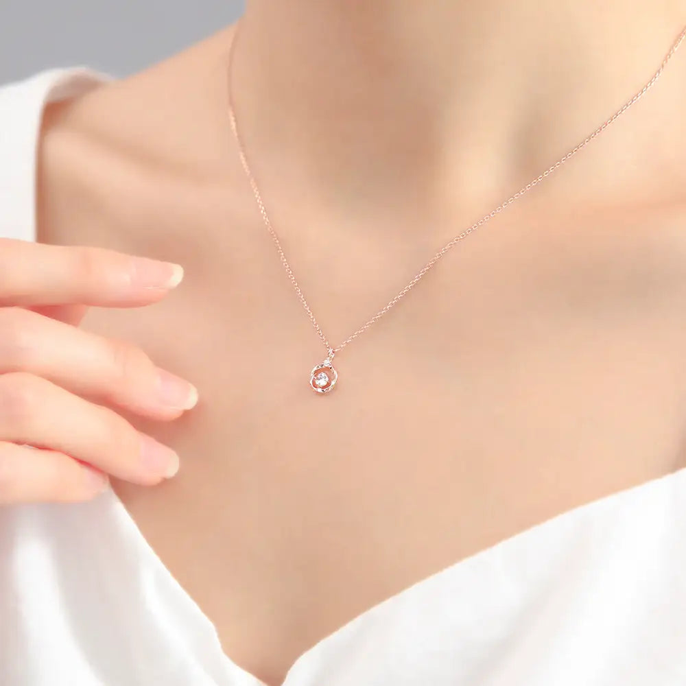 OST - Cubic Rose Gold Silver Necklace - OST - Jewelry - Harumio