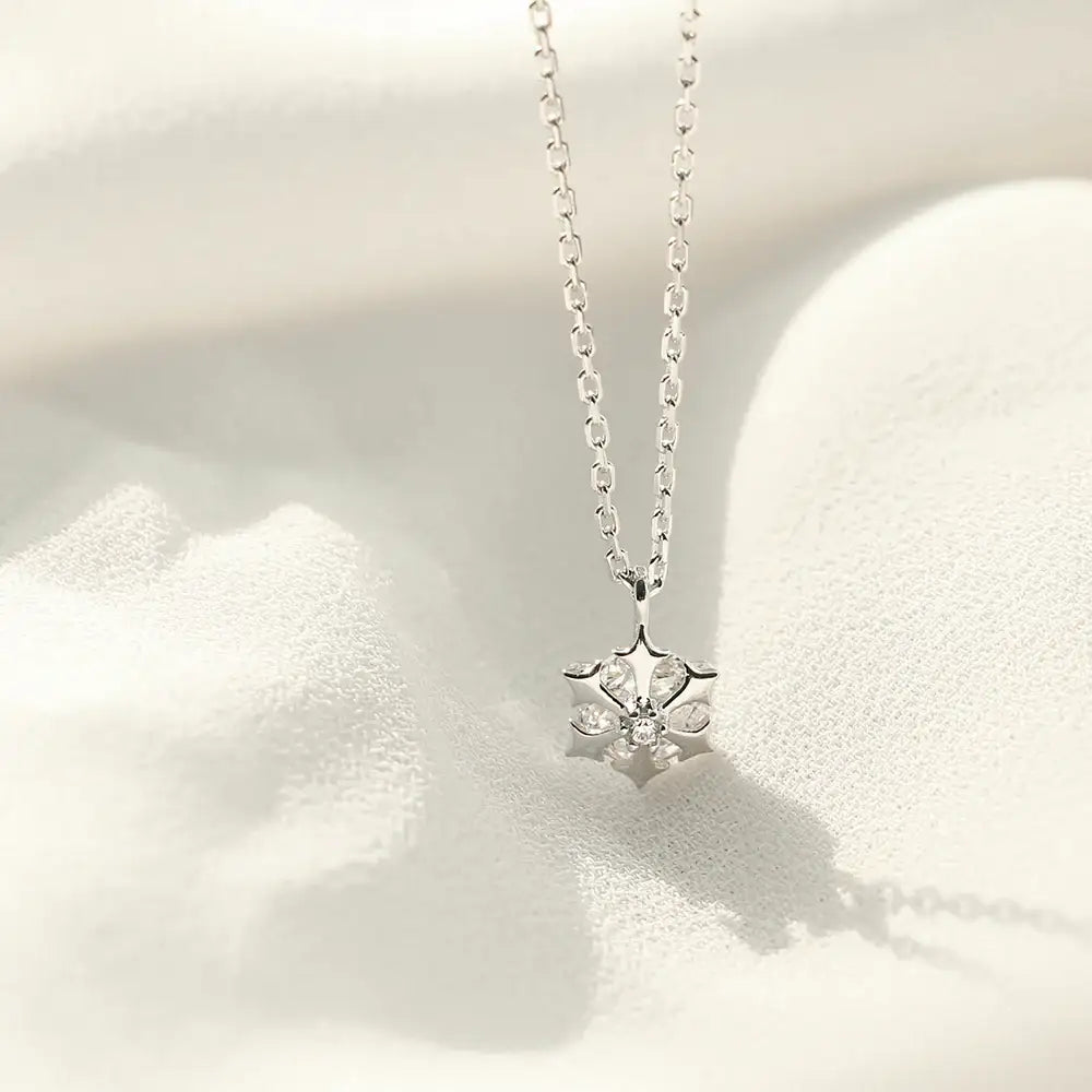 OST - Snow Flower Cubic Silver Women's Necklace - OST - Jewelry - Harumio