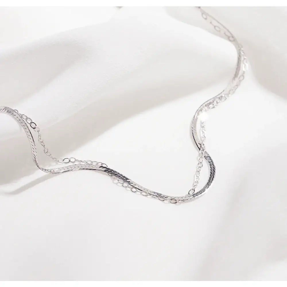 OST - Chic Double Chain Silver Necklace - OST - Jewelry - Harumio