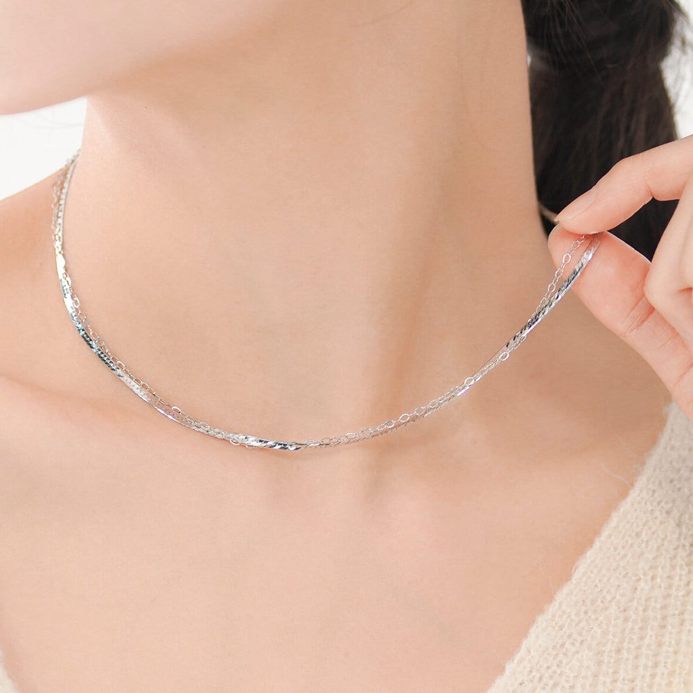 OST - Chic Double Chain Silver Necklace