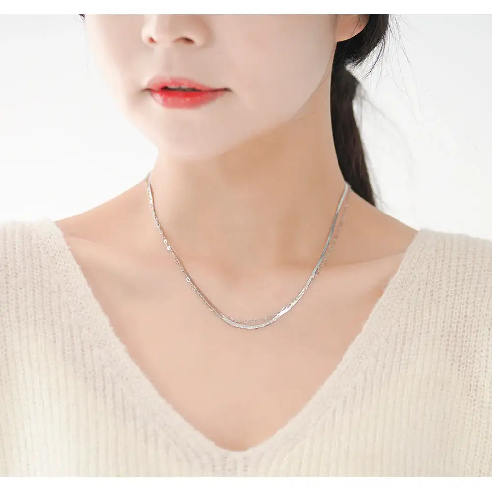OST - Chic Double Chain Silver Necklace - OST - Jewelry - Harumio