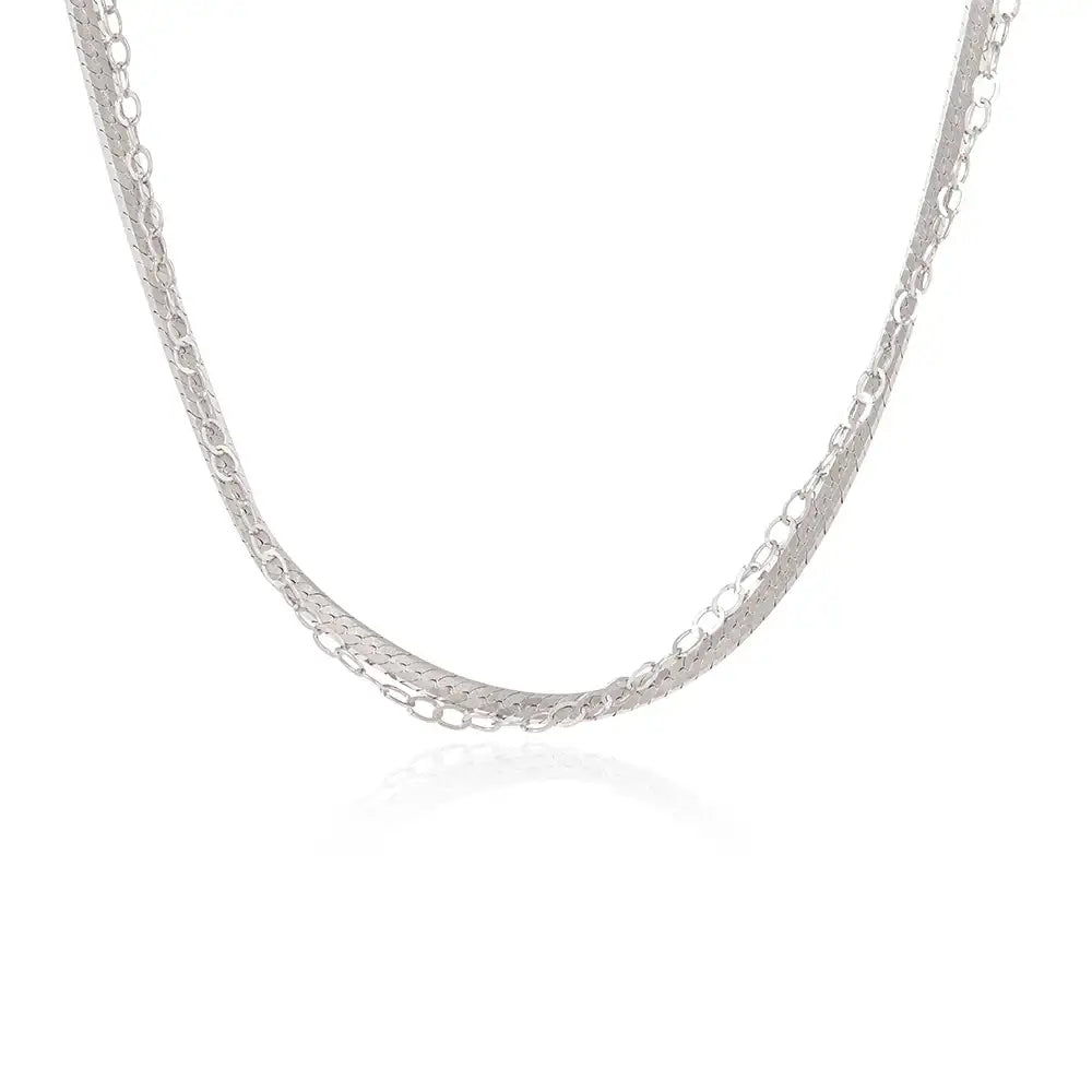 OST - Chic Double Chain Silver Necklace - OST - Jewelry - Harumio