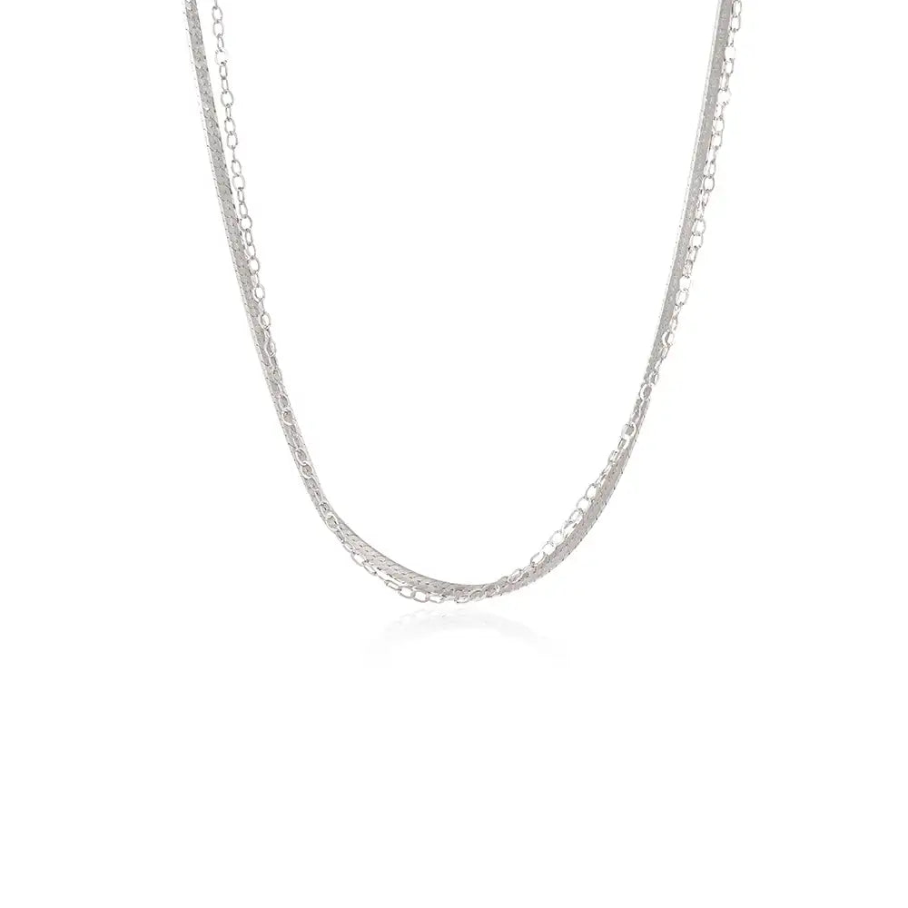 OST - Chic Double Chain Silver Necklace - OST - Jewelry - Harumio