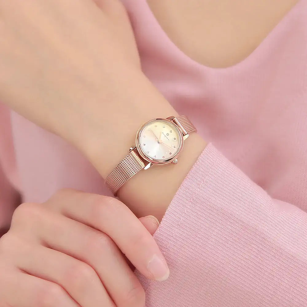 OST - Sunrise Moonstar Moving Rose Gold Women's Mesh Watch - OST - Watch - Harumio