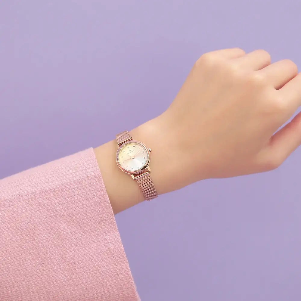OST - Sunrise Moonstar Moving Rose Gold Women's Mesh Watch - OST - Watch - Harumio