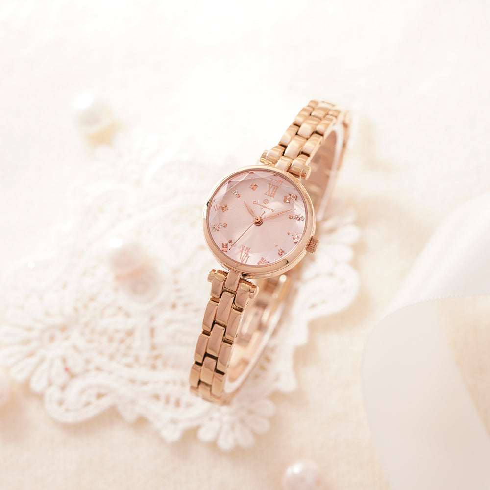 OST - Glass Cut Dial Rose Gold Women's Metal Watch