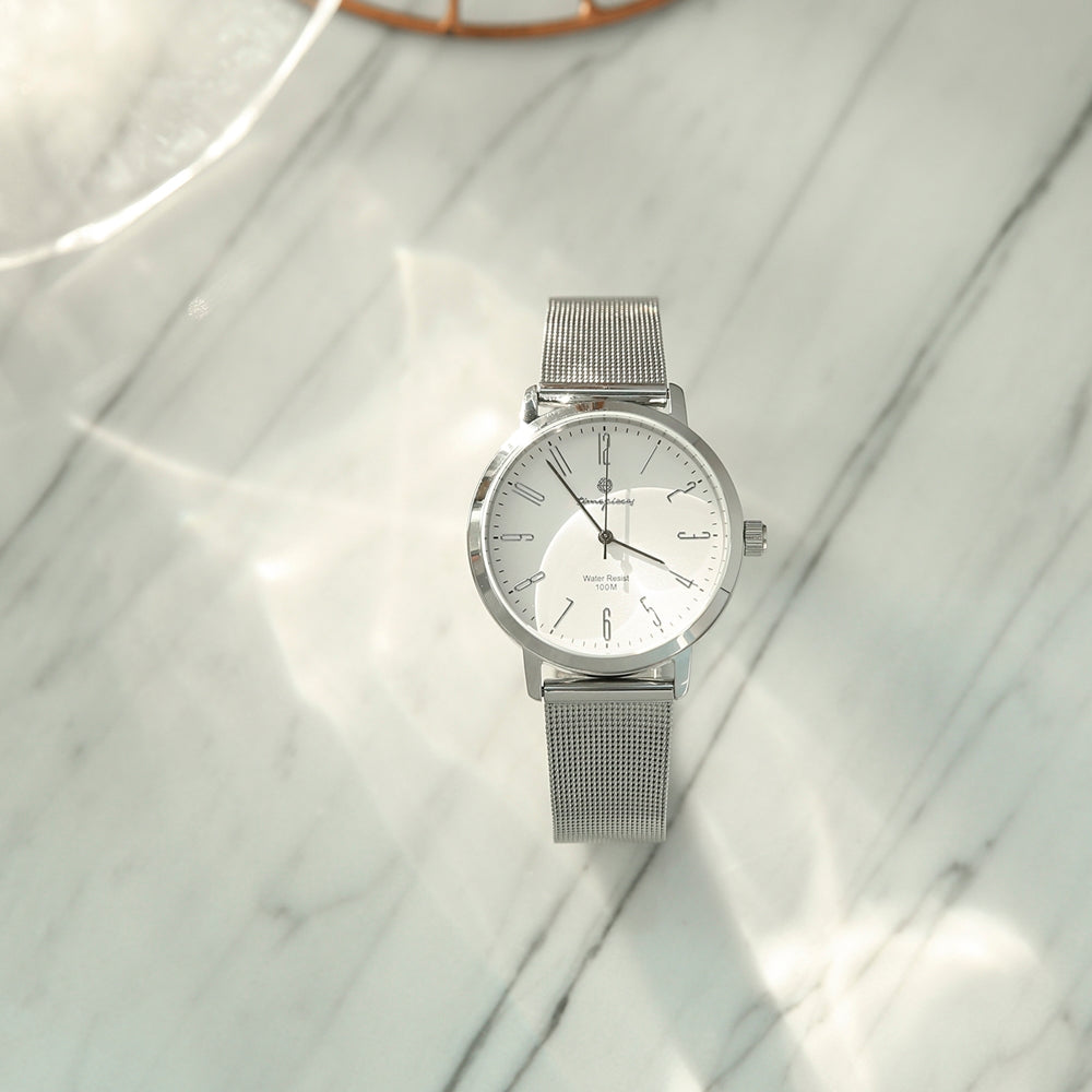 OST - Daily 10 ATM Water Resistance Steel Silver Mesh Watch