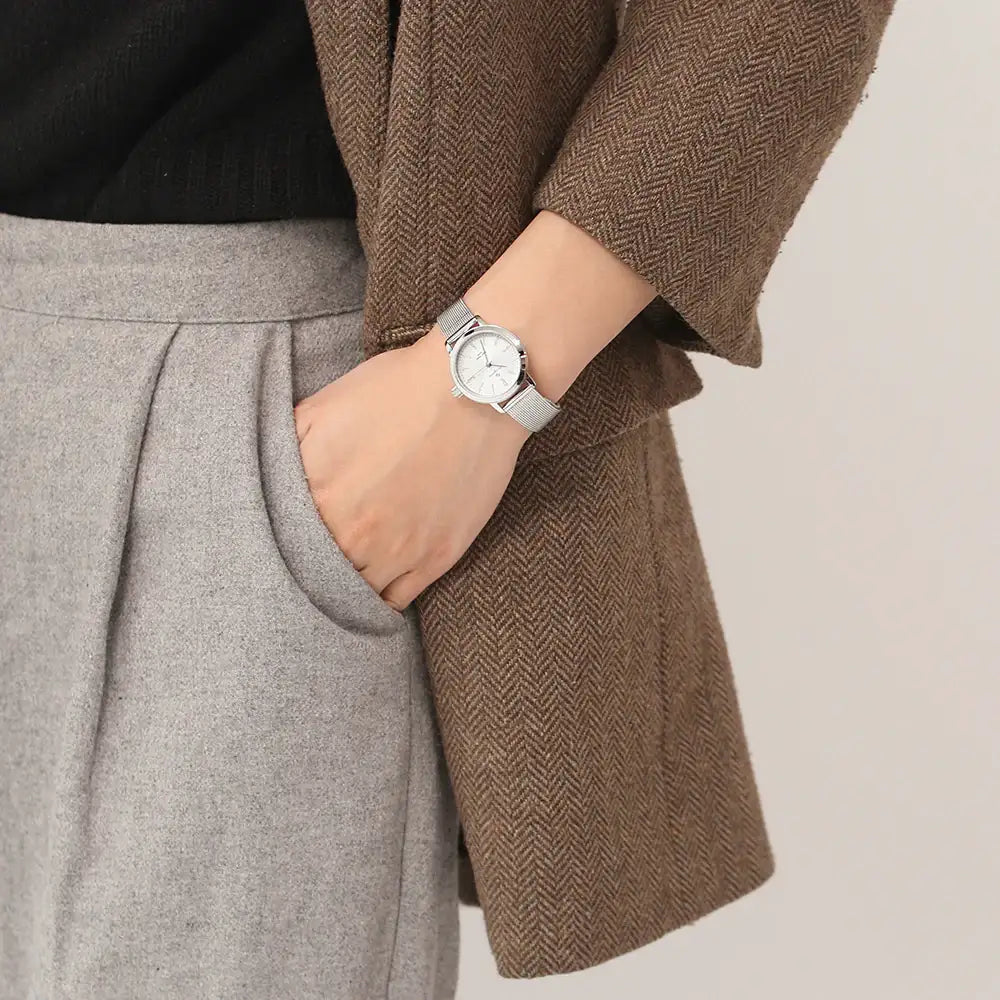 OST - Daily 10 ATM Water Resistance Steel Silver Mesh Watch - OST - Watch - Harumio