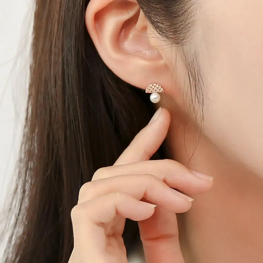 OST - Half Moon Cut 5mm Pearl Women's Earrings - OST - Jewelry - Harumio