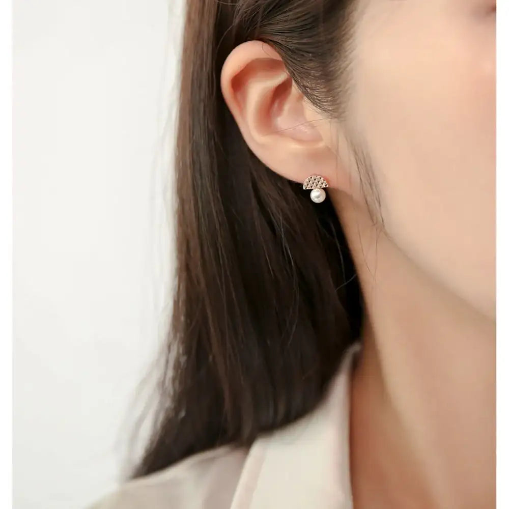 OST - Half Moon Cut 5mm Pearl Women's Earrings - OST - Jewelry - Harumio